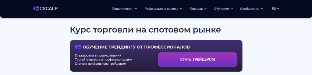 Курс спотовой торговли от CScalp для трейдеров из Новосибирска