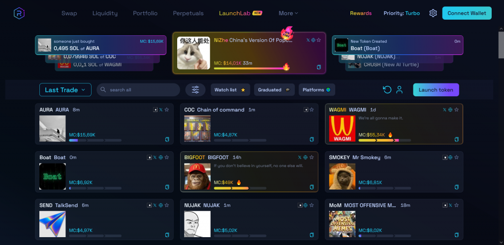 Раздел LaunchLab на бирже Raydium