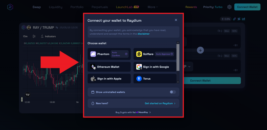 Выбор кошелька для подключения к бирже