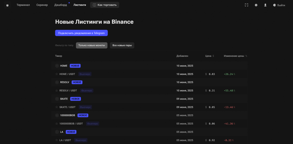 Листинги Stakan.io