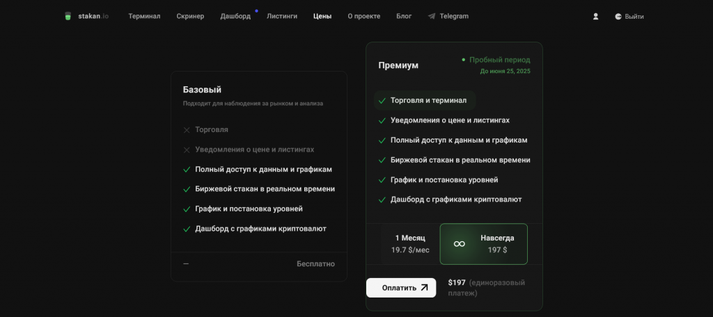 Стоимость использования Stakan.io